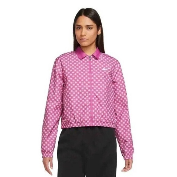 Nike Jackets & Blazers - Women's Nike Sportswear Gingham Coach Jacket fuchsia size XL